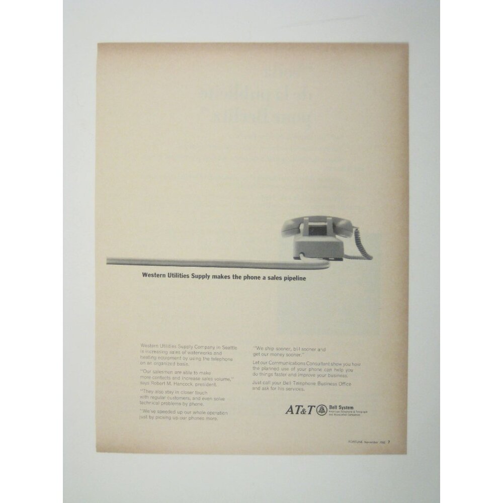 Vintage 1966 AT&T Bell System Telephone Advertisement Print
